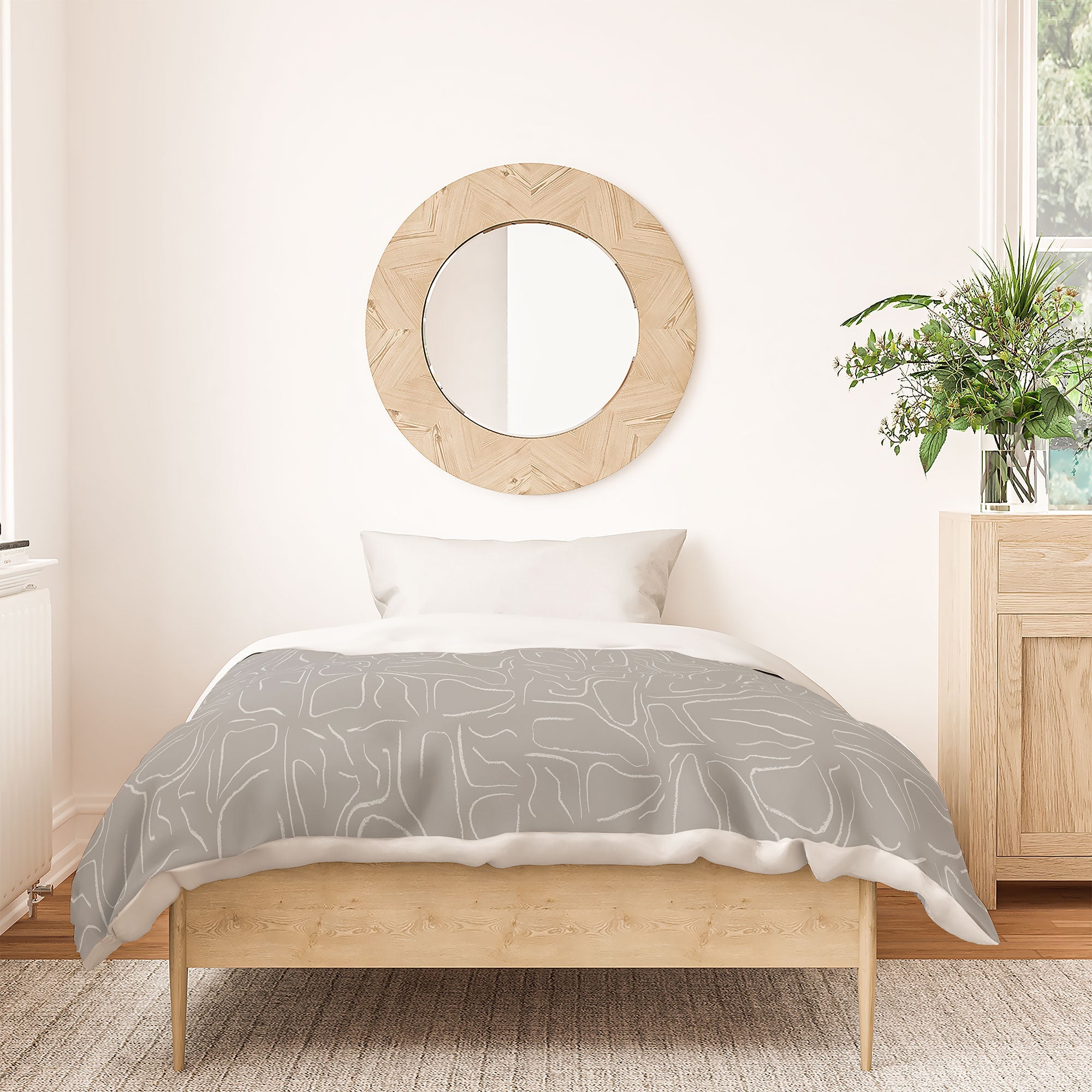 DENY Designs Abstract Lines Light Gray Duvet Cover