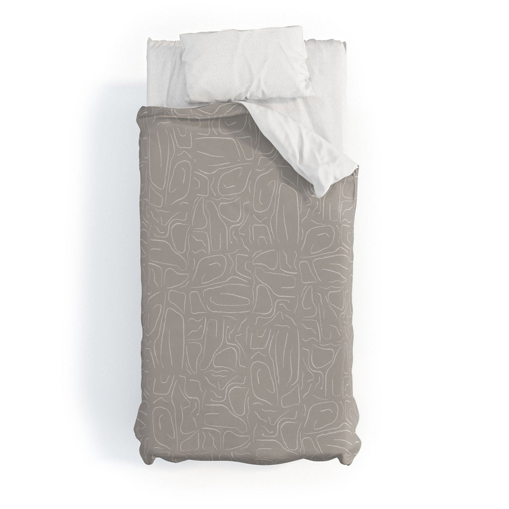 DENY Designs Abstract Lines Light Gray Duvet Cover