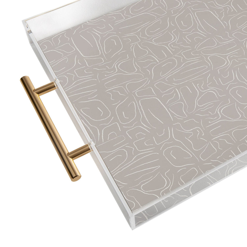 DENY Designs Abstract Lines Light Gray Acrylic Tray