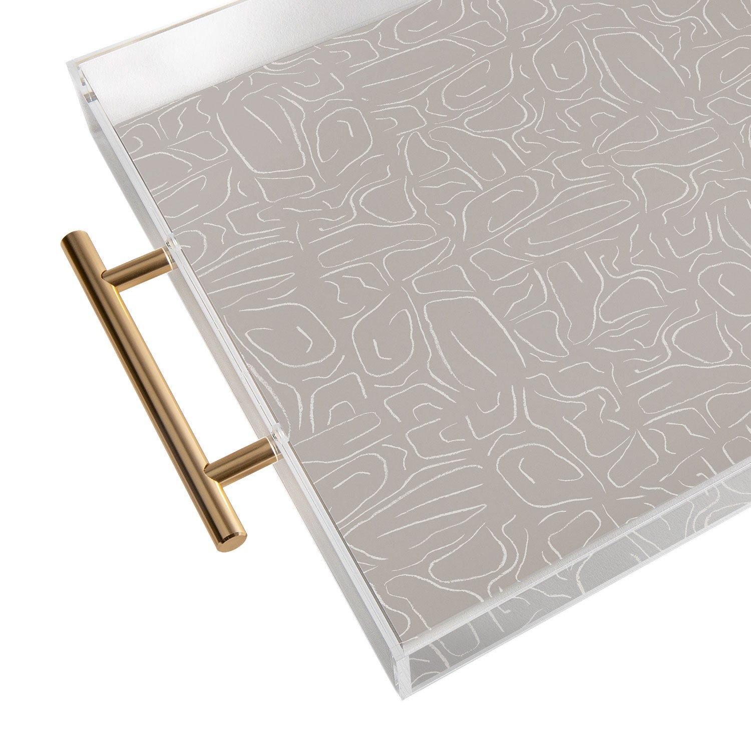 DENY Designs Abstract Lines Light Gray Acrylic Tray