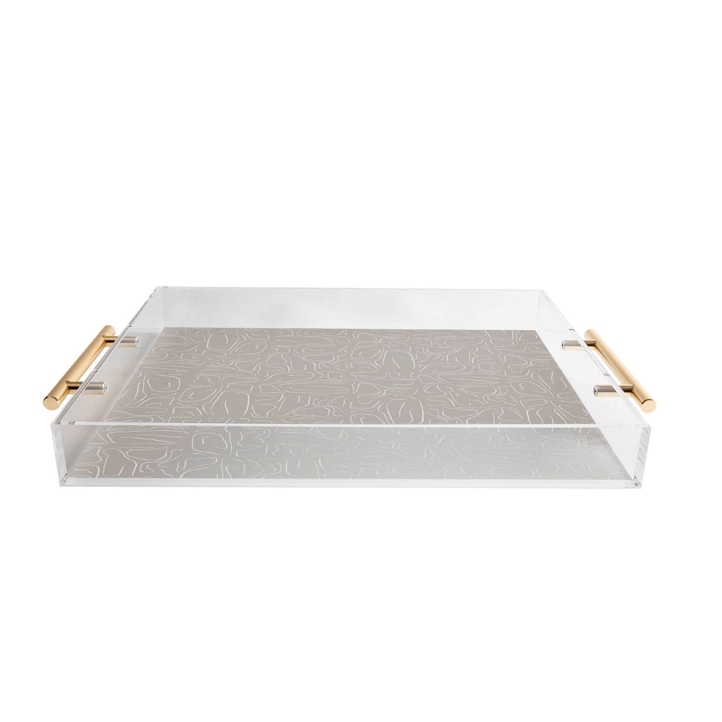 DENY Designs Abstract Lines Light Gray Acrylic Tray