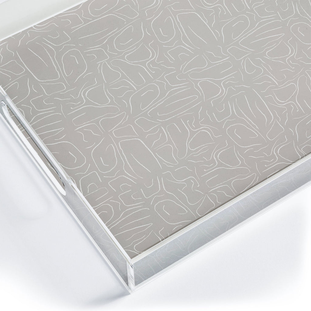 DENY Designs Abstract Lines Light Gray Acrylic Tray