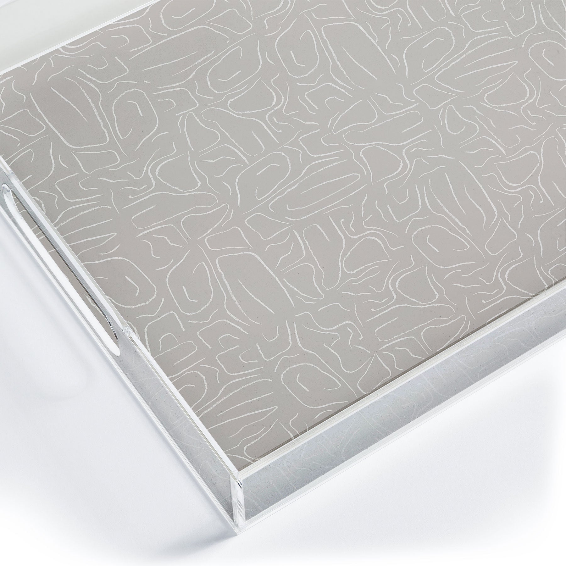 DENY Designs Abstract Lines Light Gray Acrylic Tray