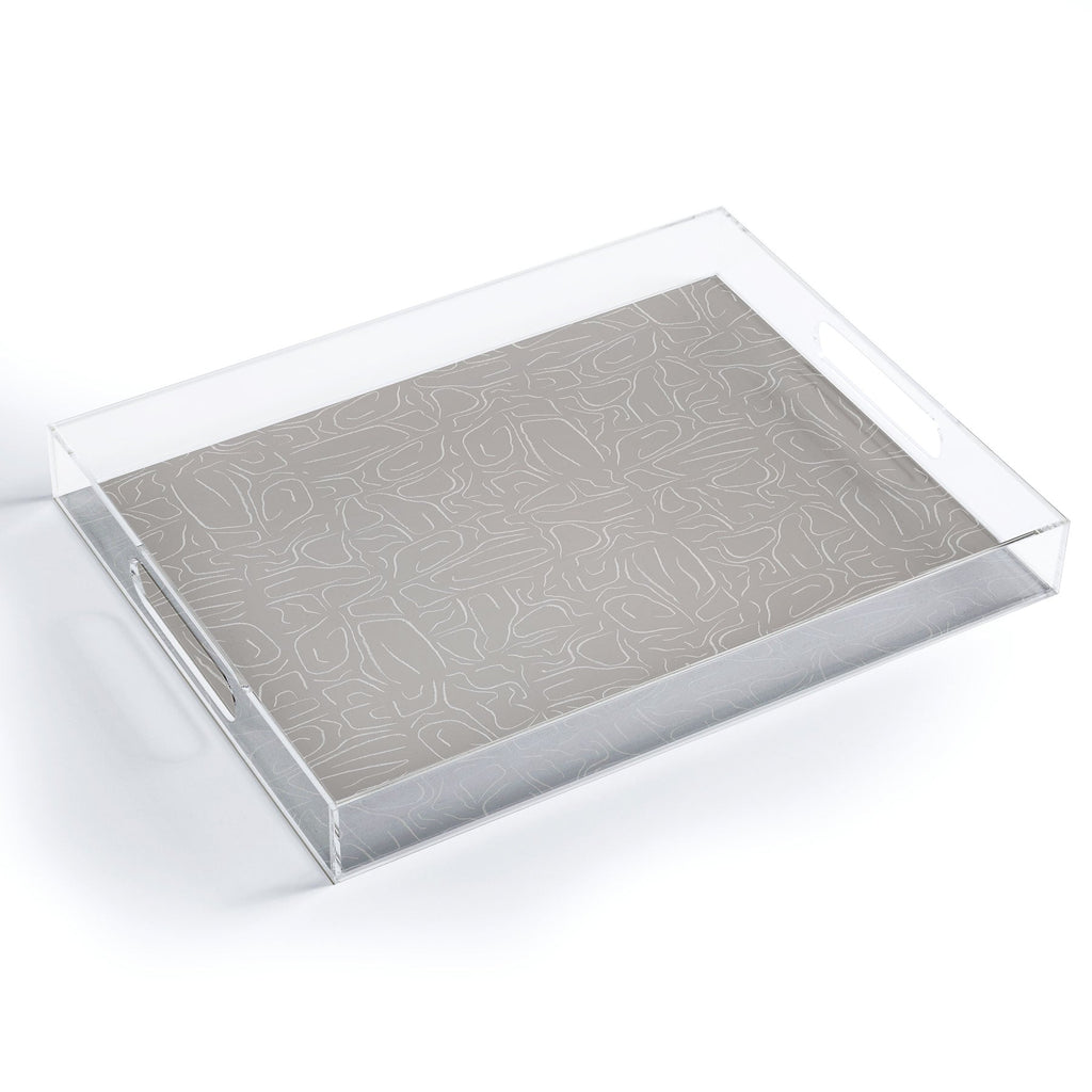 DENY Designs Abstract Lines Light Gray Acrylic Tray