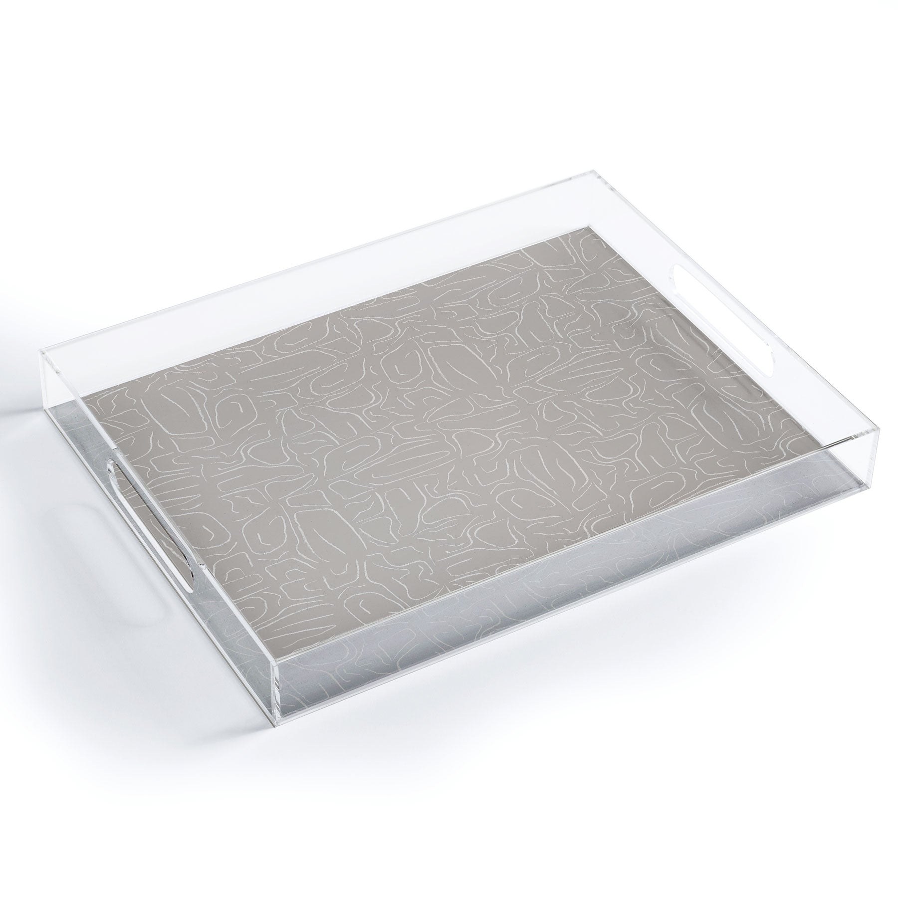 DENY Designs Abstract Lines Light Gray Acrylic Tray