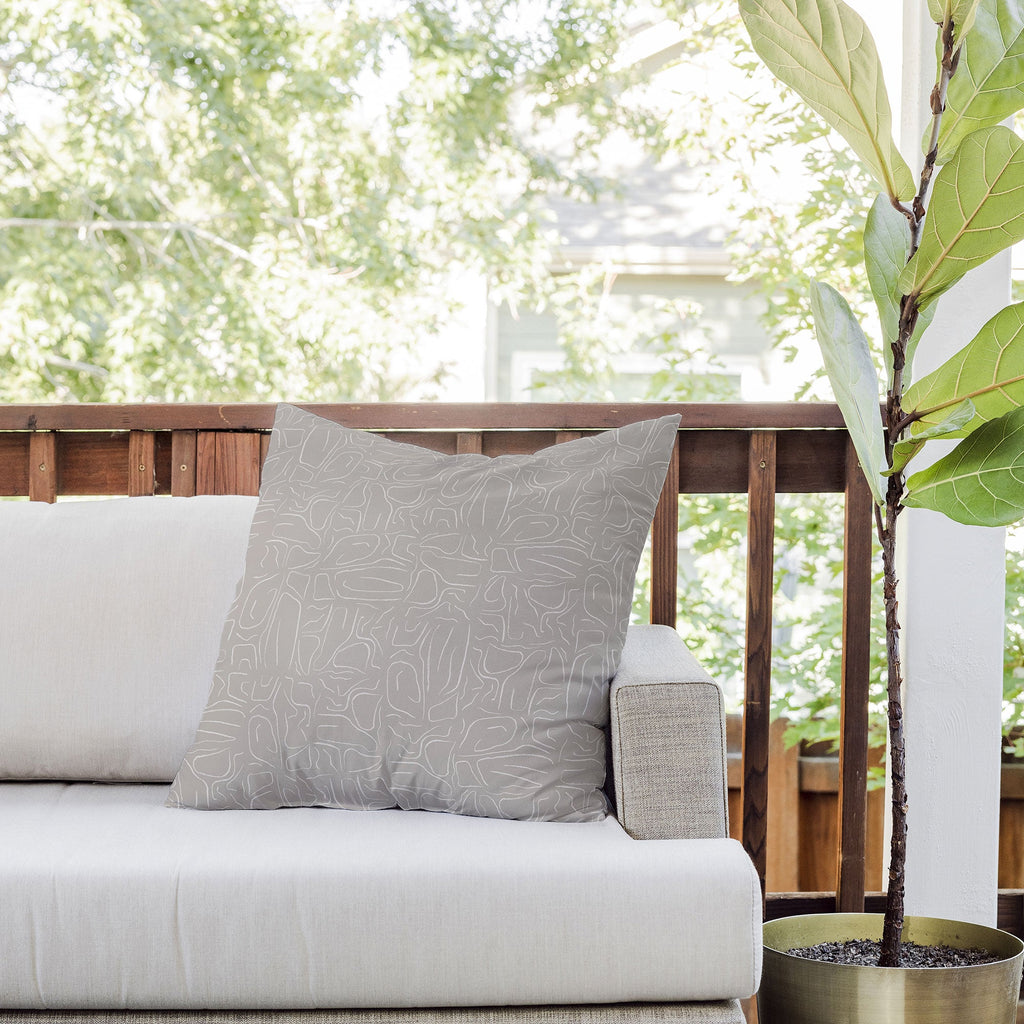 DENY Designs Abstract Lines Light Gray Outdoor Throw Pillow