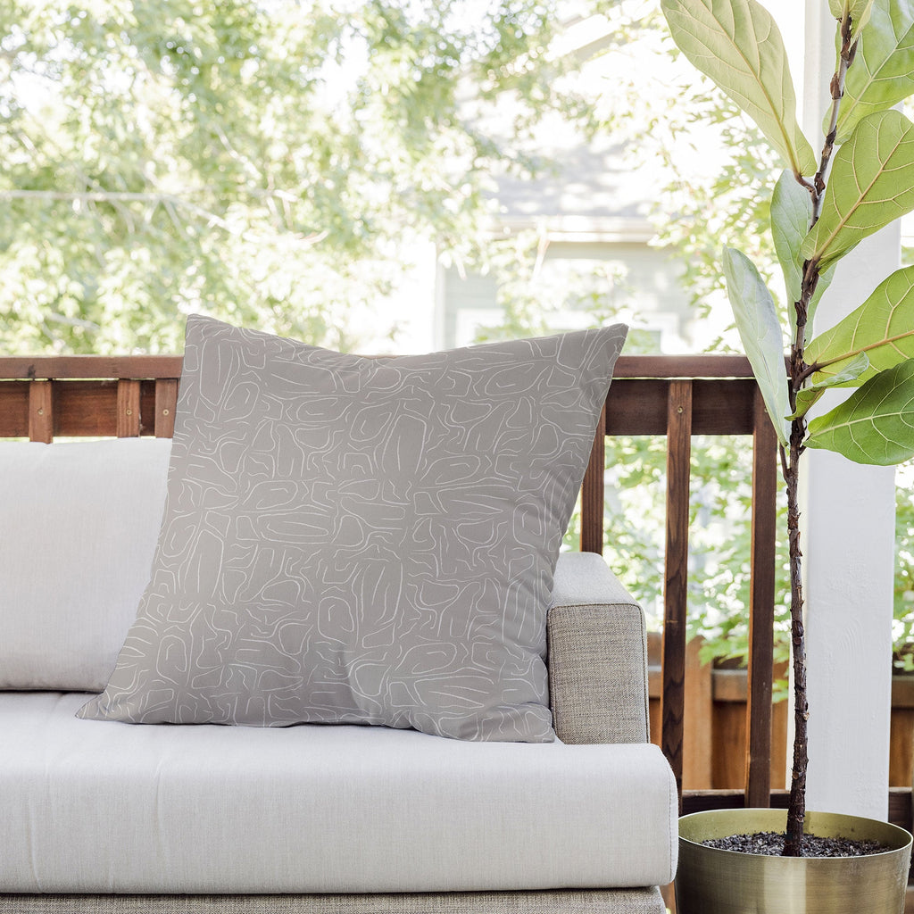 DENY Designs Abstract Lines Light Gray Outdoor Throw Pillow