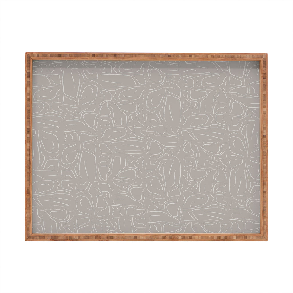 DENY Designs Abstract Lines Light Gray Rectangular Tray