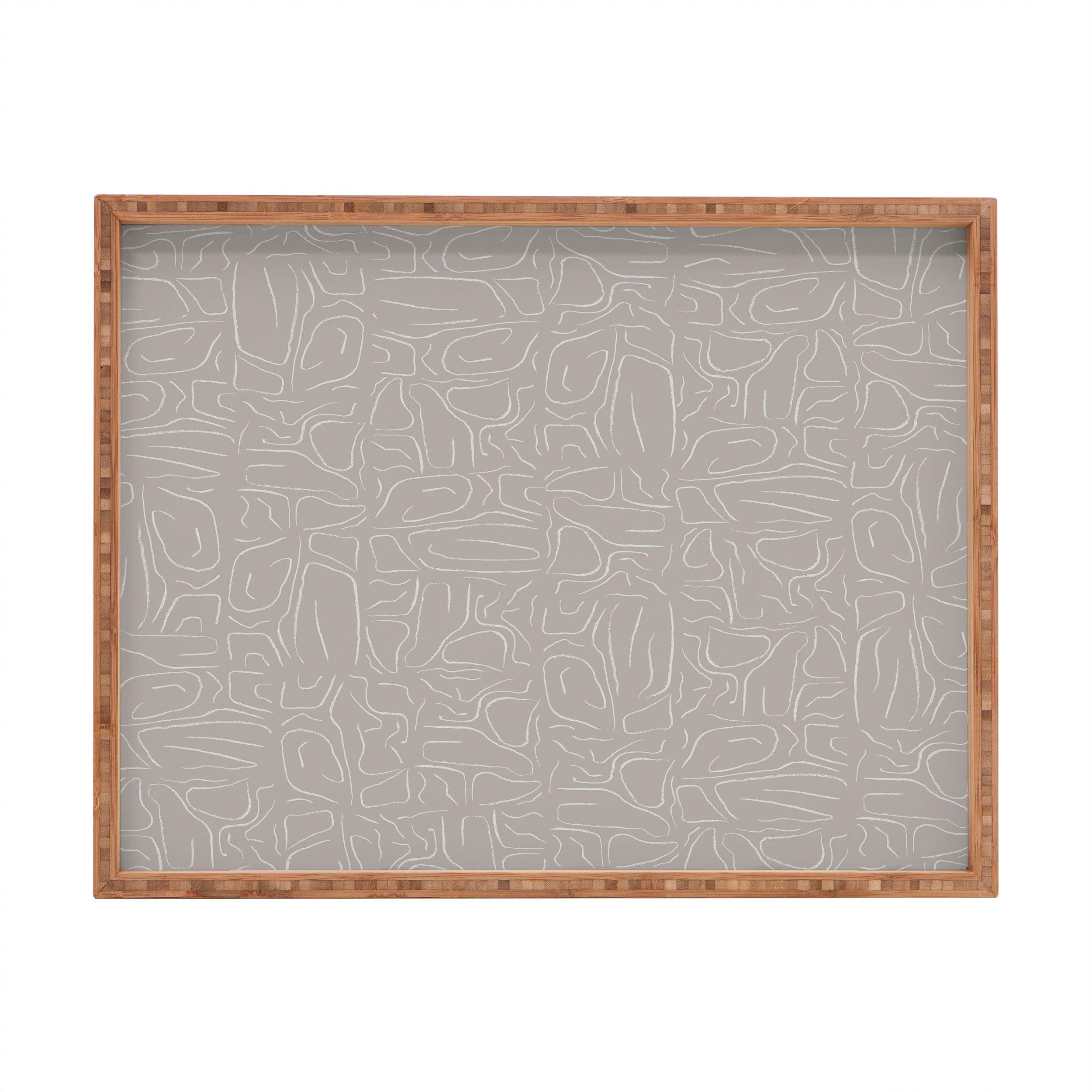 DENY Designs Abstract Lines Light Gray Rectangular Tray