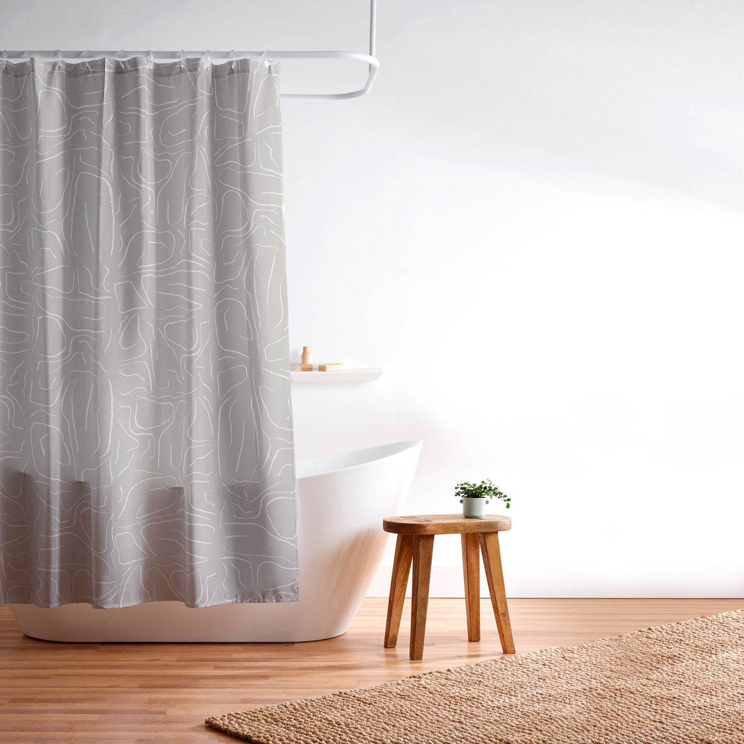DENY Designs Abstract Lines Light Gray Shower Curtain