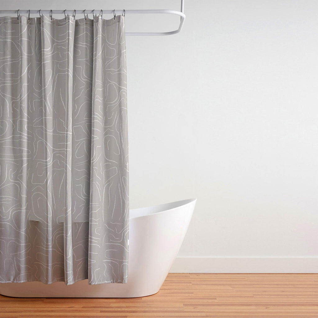 DENY Designs Abstract Lines Light Gray Shower Curtain