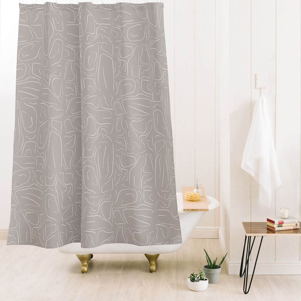 DENY Designs Abstract Lines Light Gray Shower Curtain