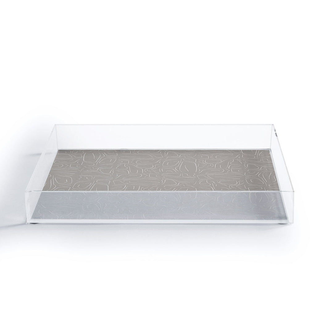 DENY Designs Abstract Lines Light Gray Acrylic Tray