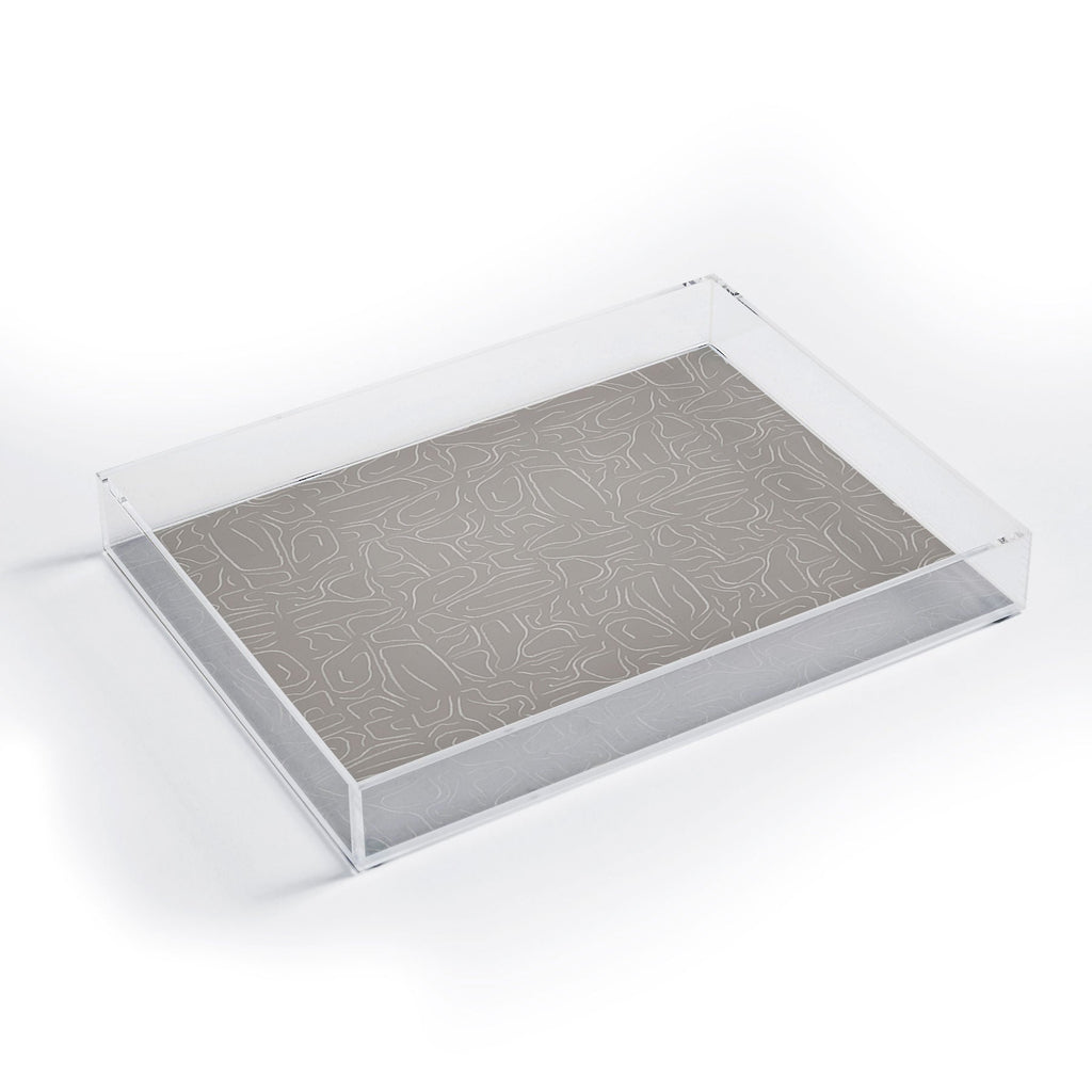 DENY Designs Abstract Lines Light Gray Acrylic Tray