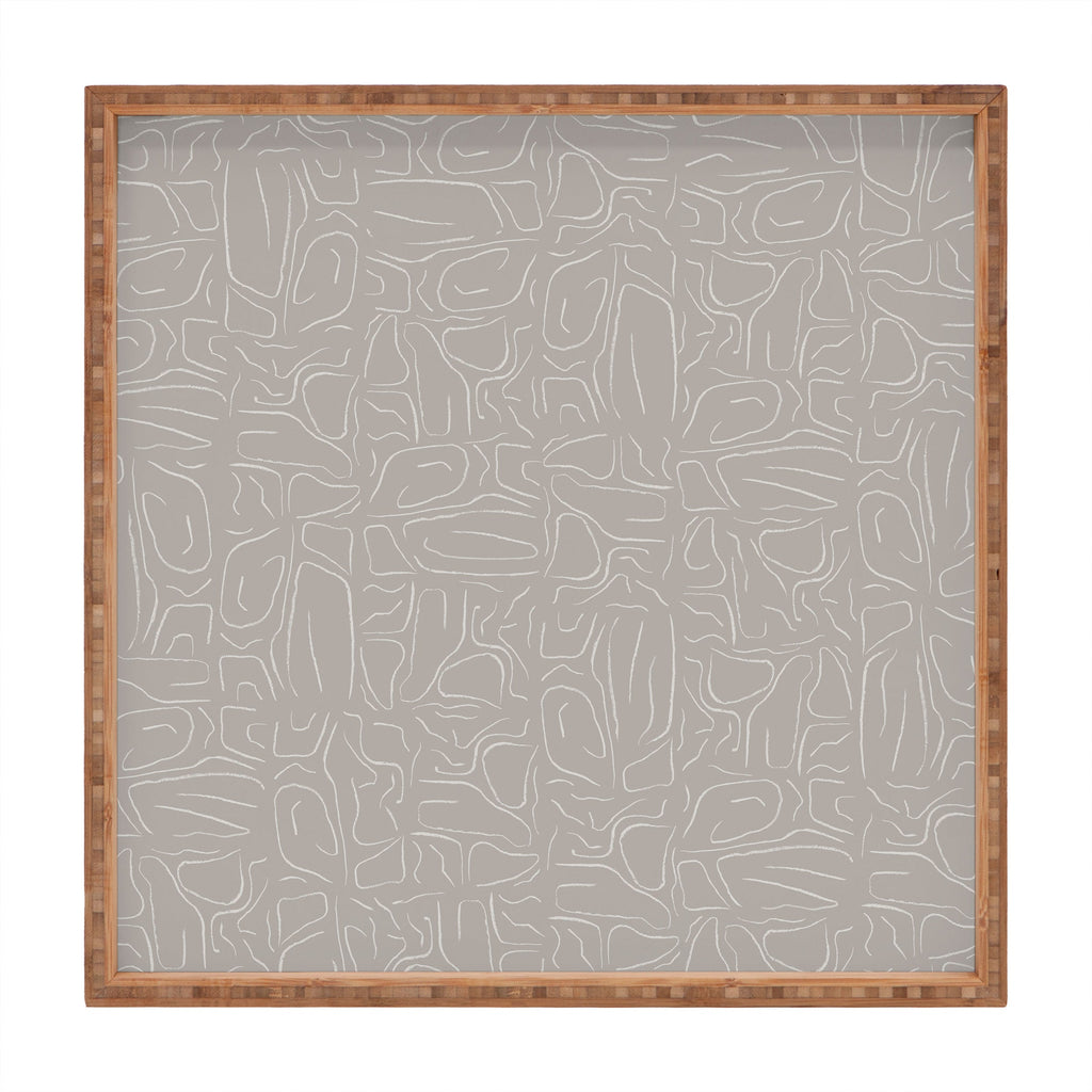DENY Designs Abstract Lines Light Gray Square Tray