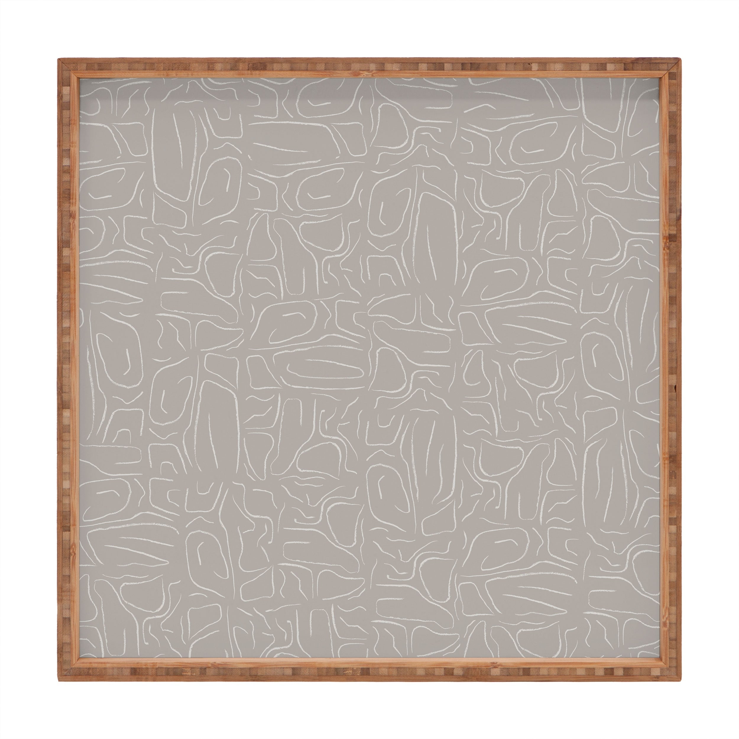 DENY Designs Abstract Lines Light Gray Square Tray
