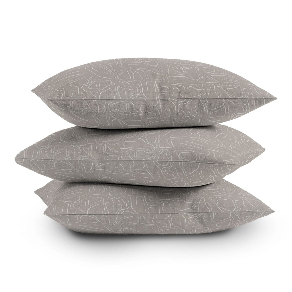 DENY Designs Abstract Lines Light Gray Outdoor Throw Pillow