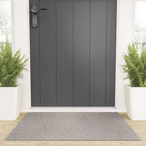 DENY Designs Abstract Lines Light Gray Welcome Mat