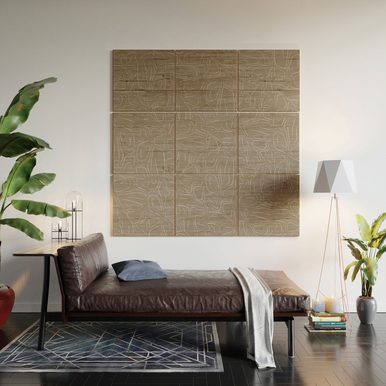 DENY Designs Abstract Lines Light Gray Wood Wall Mural