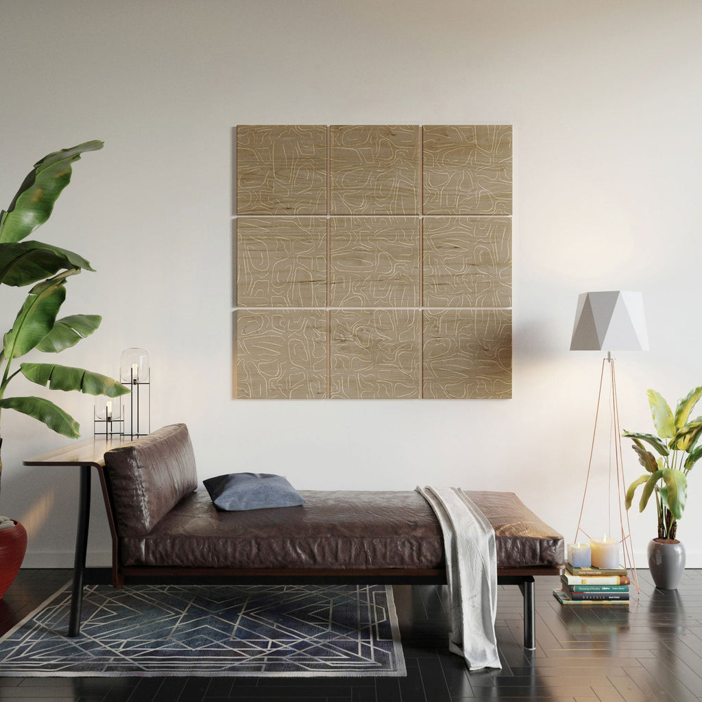 DENY Designs Abstract Lines Light Gray Wood Wall Mural