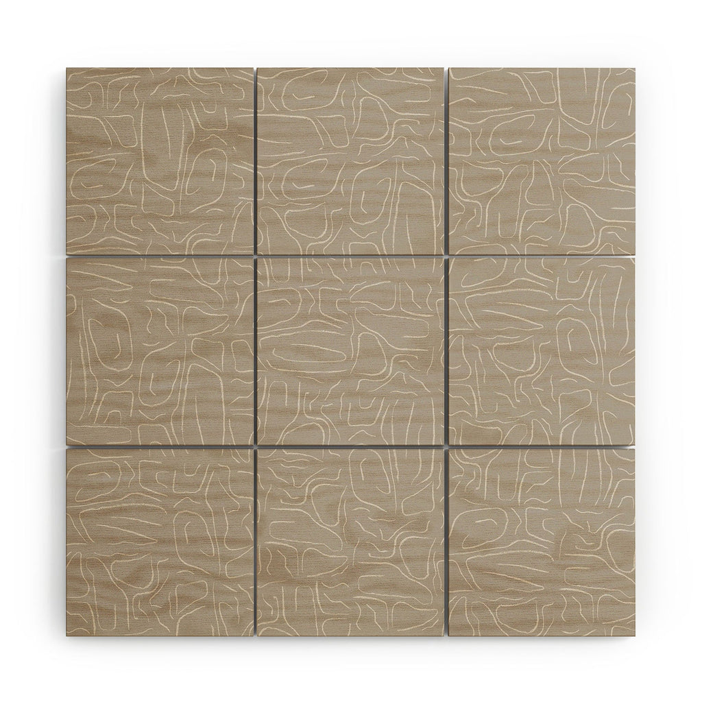 DENY Designs Abstract Lines Light Gray Wood Wall Mural