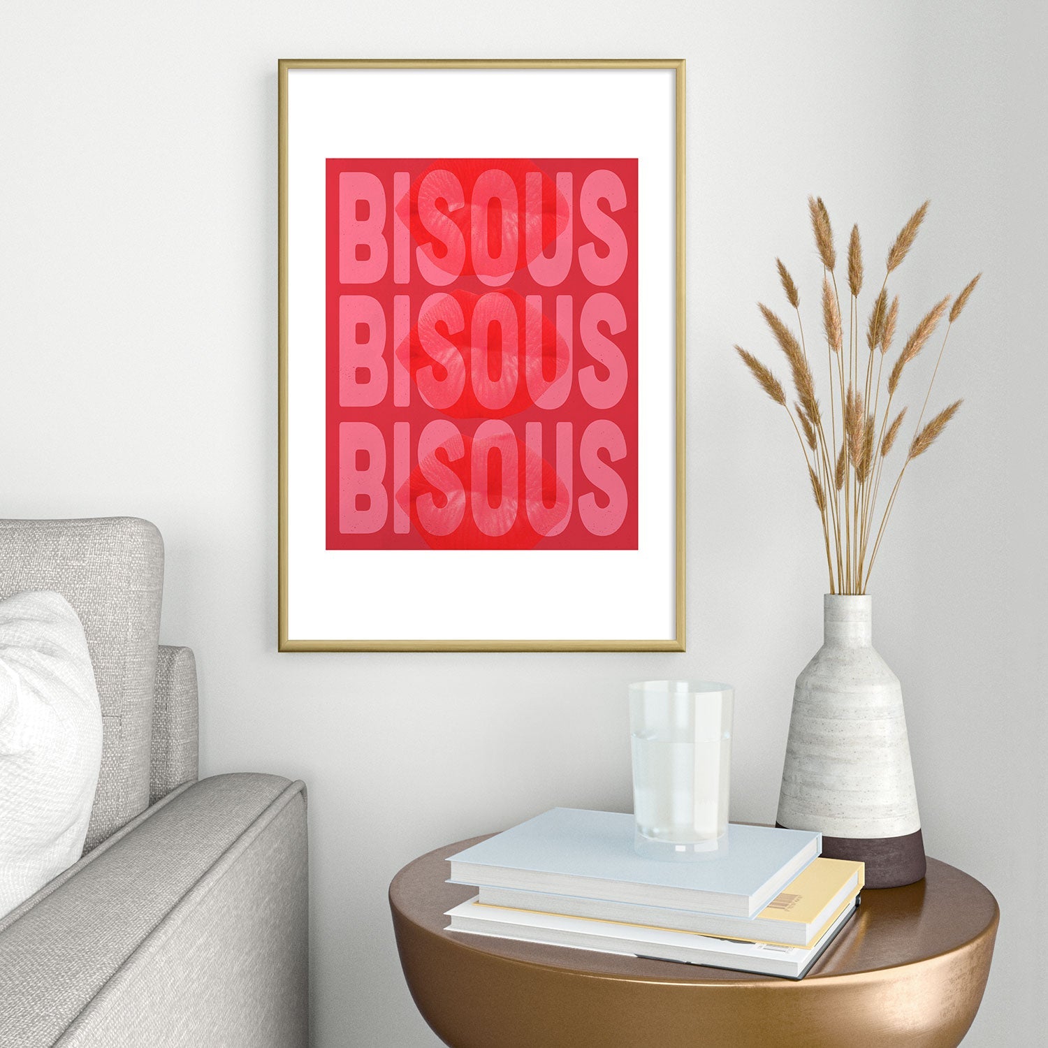 DENY Designs Bisous Metal Framed Art Print