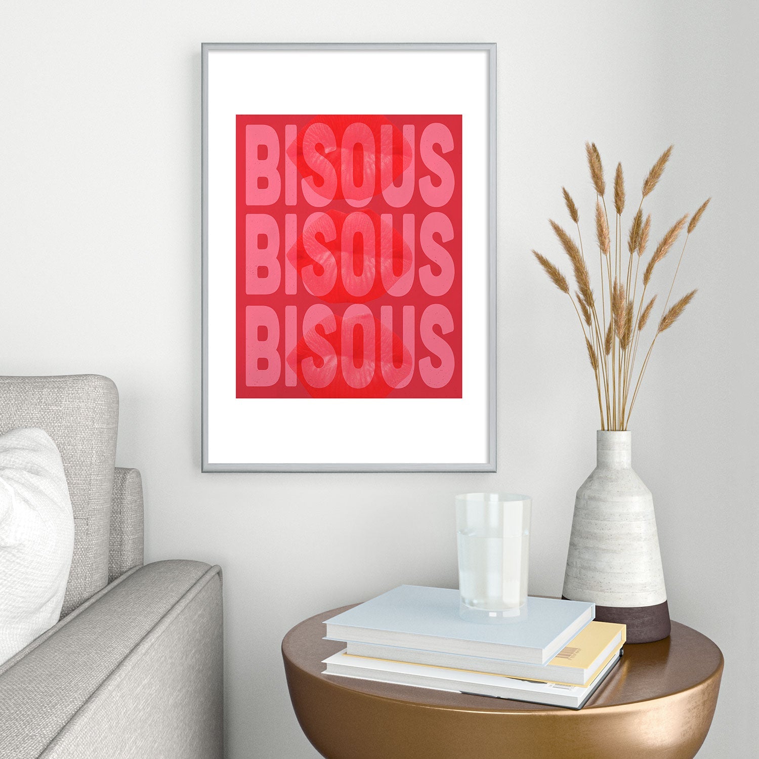 DENY Designs Bisous Metal Framed Art Print