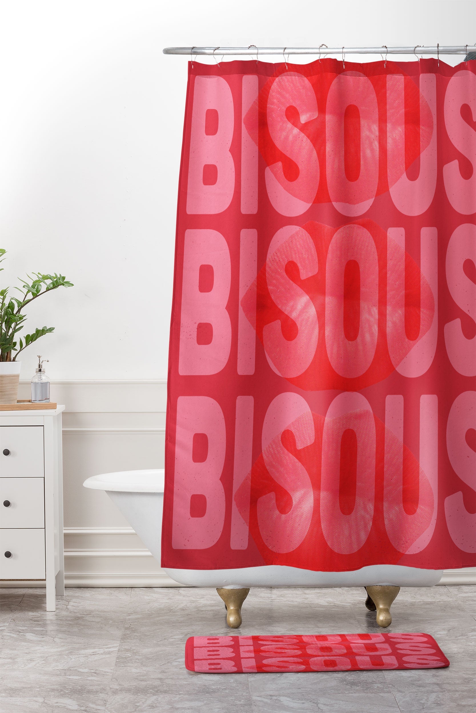 DENY Designs Bisous Shower Curtain And Mat