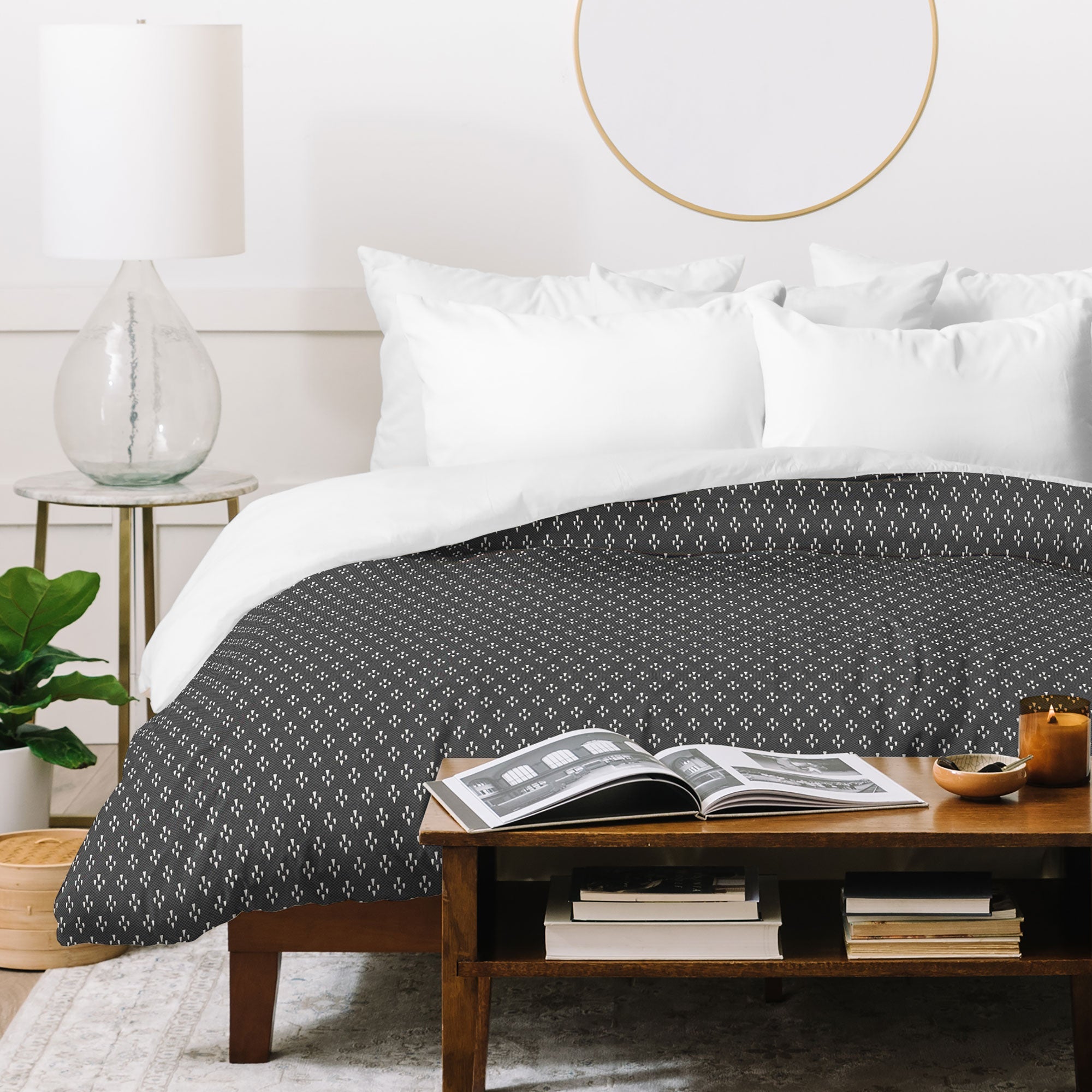 DENY Designs Block Print Dot Black Duvet Cover