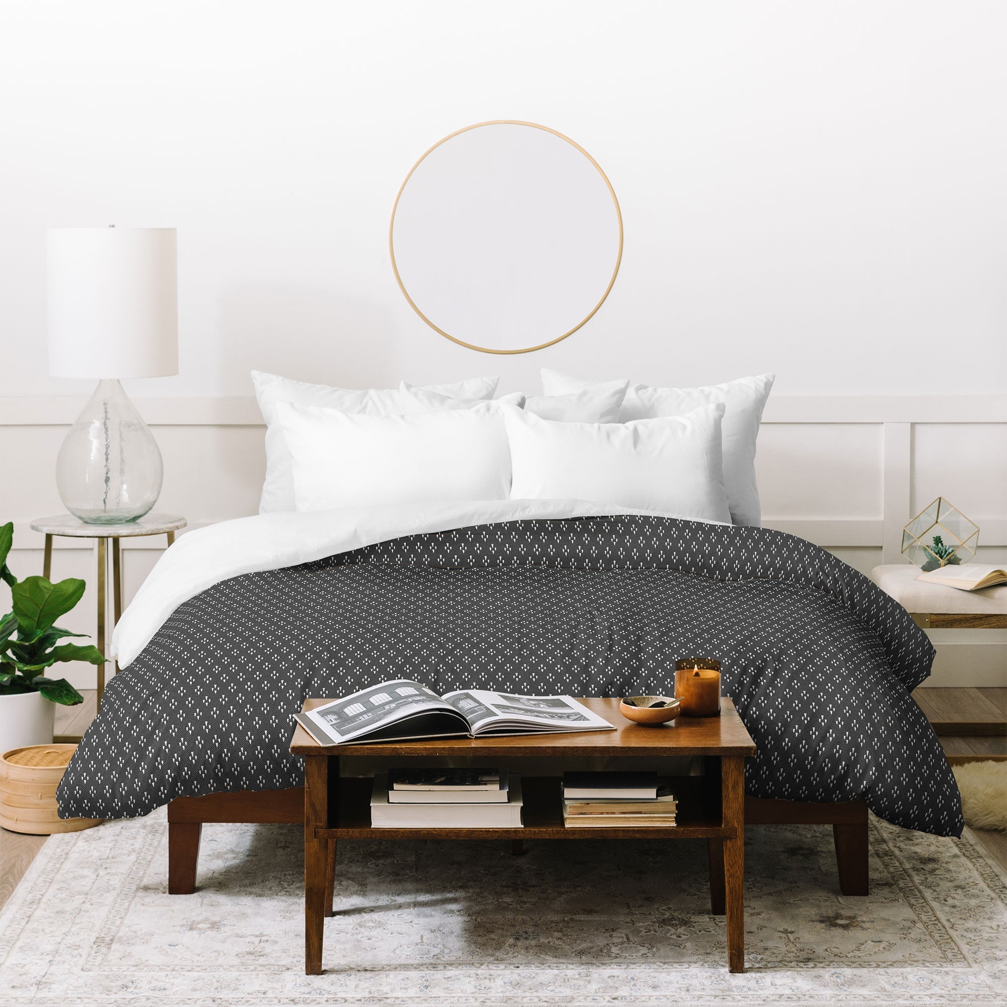 DENY Designs Block Print Dot Black Duvet Cover