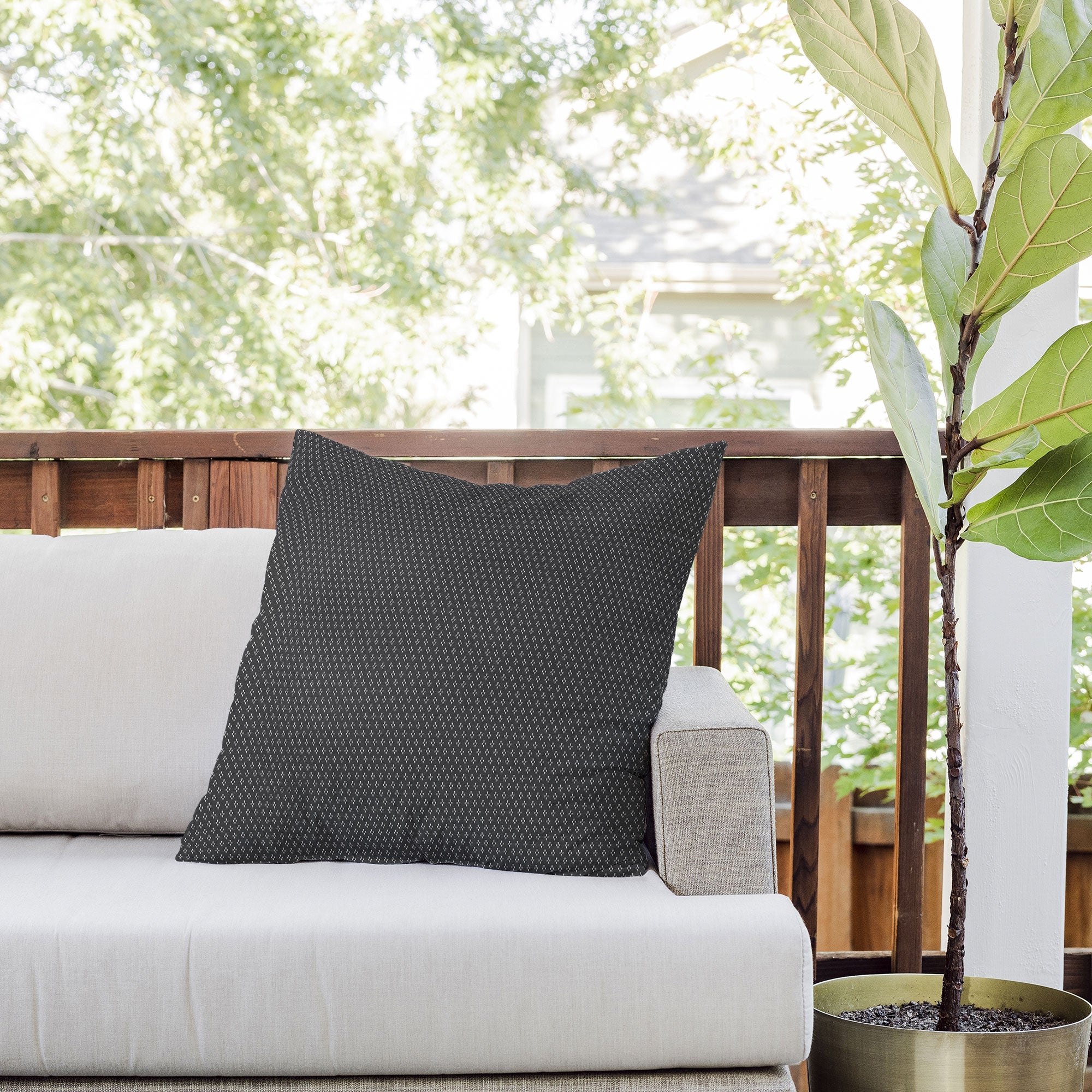 DENY Designs Block Print Dot Black Outdoor Throw Pillow