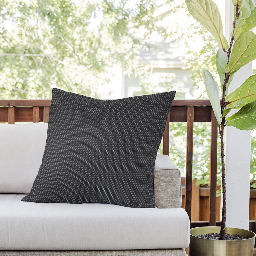 DENY Designs Block Print Dot Black Outdoor Throw Pillow