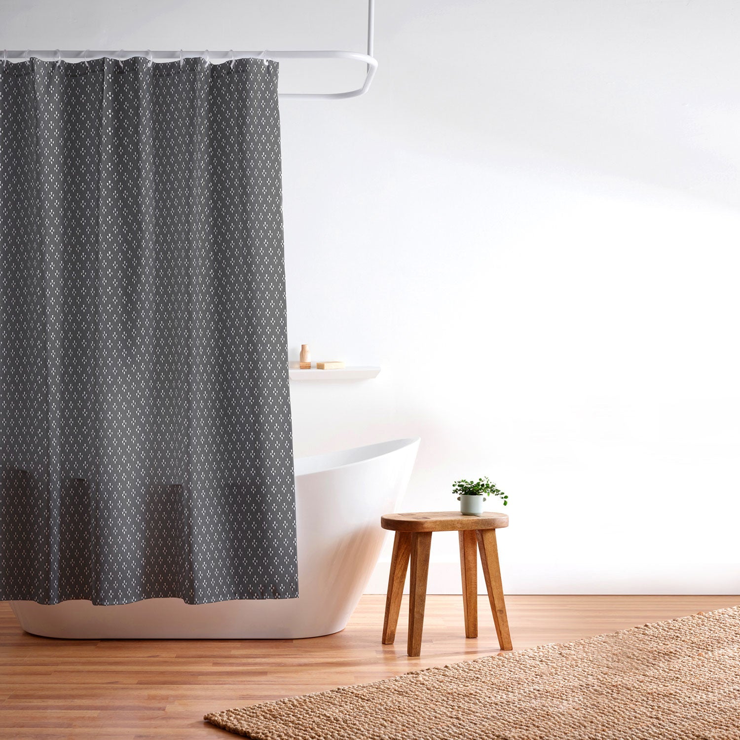 DENY Designs Block Print Dot Black Shower Curtain