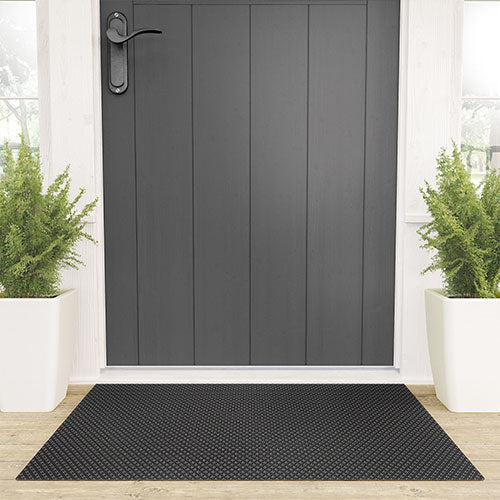 DENY Designs Block Print Dot Black Welcome Mat