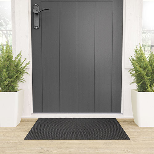 DENY Designs Block Print Dot Black Welcome Mat