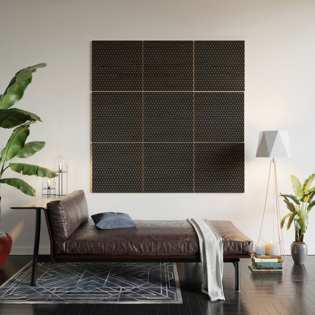 DENY Designs Block Print Dot Black Wood Wall Mural