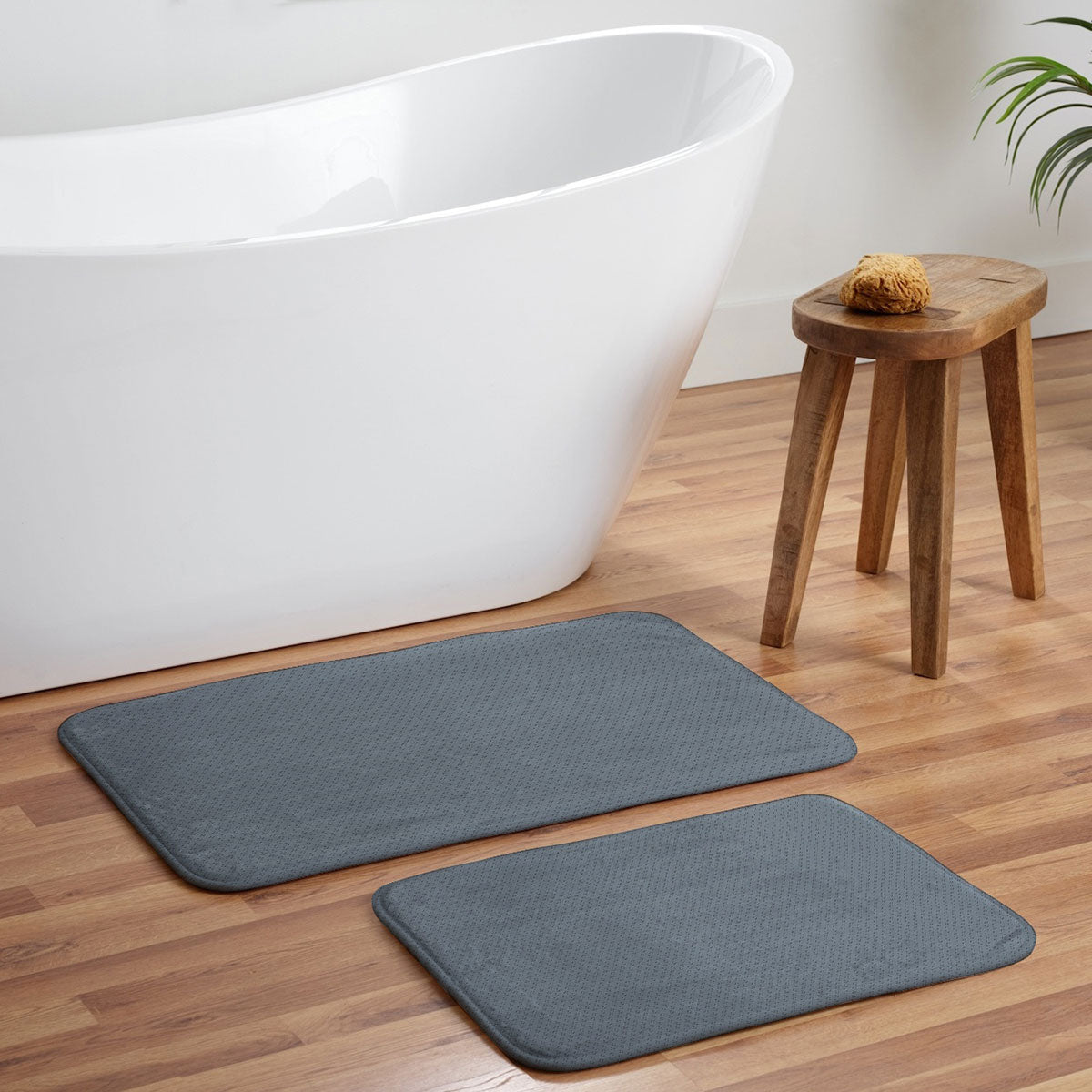 DENY Designs Block Print Dot Blue Memory Foam Bath Mat