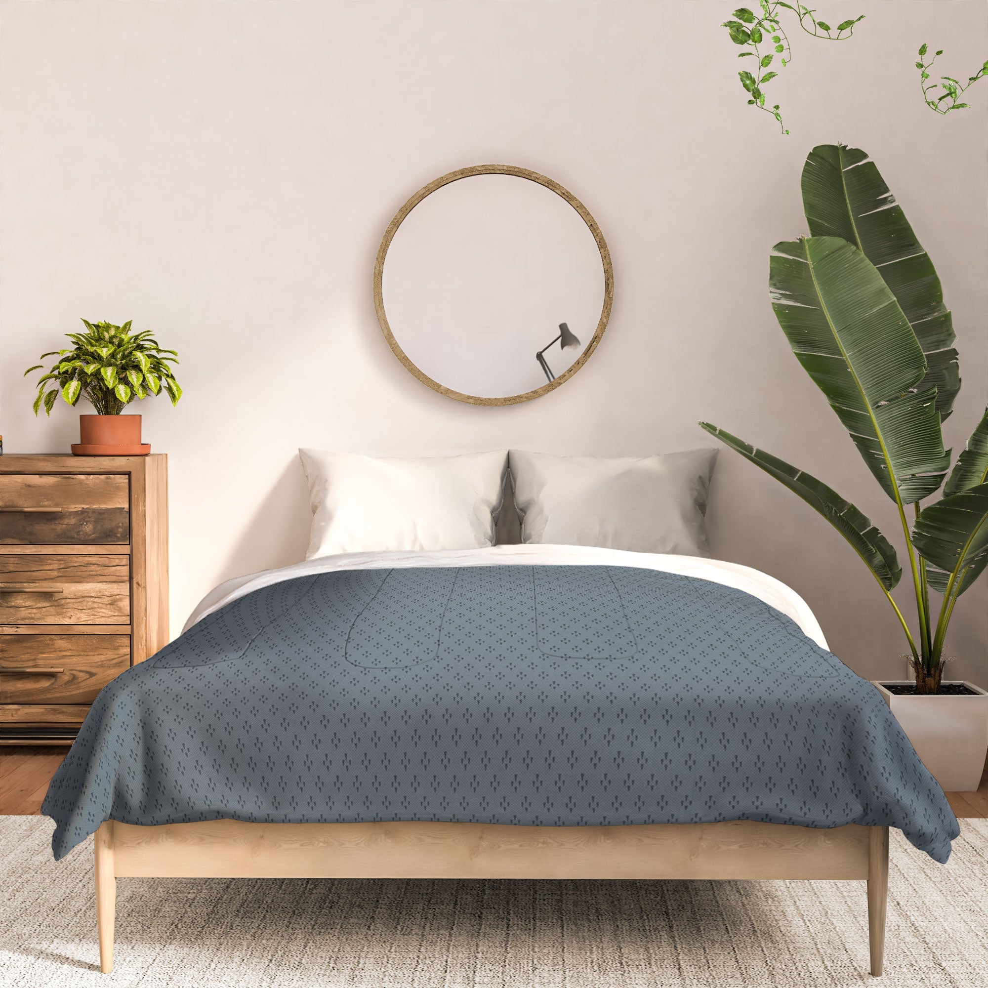 DENY Designs Block Print Dot Blue Comforter
