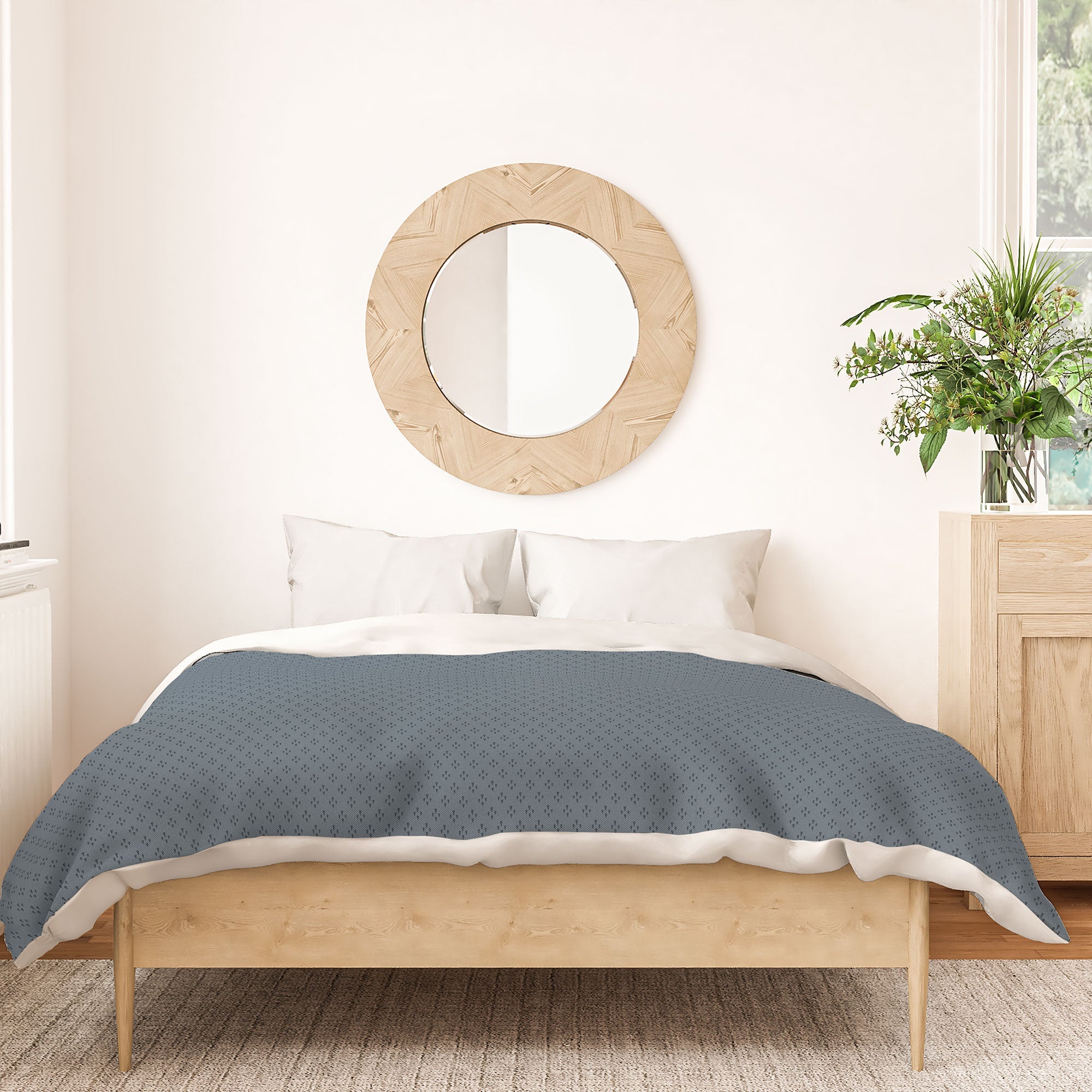 DENY Designs Block Print Dot Blue Duvet Cover