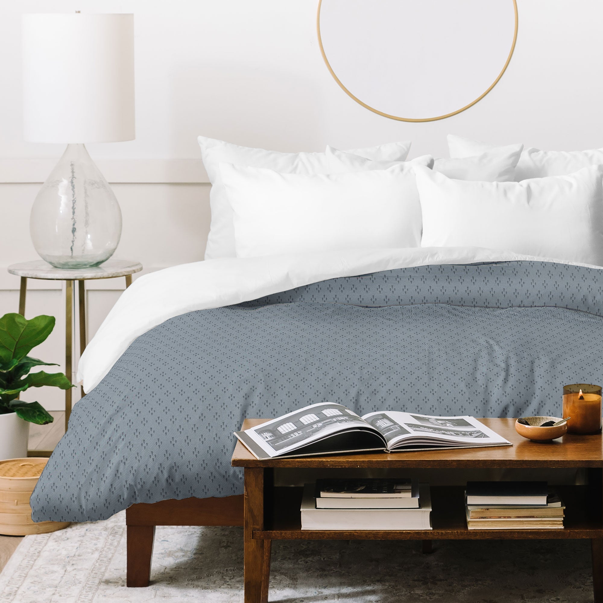 DENY Designs Block Print Dot Blue Duvet Cover