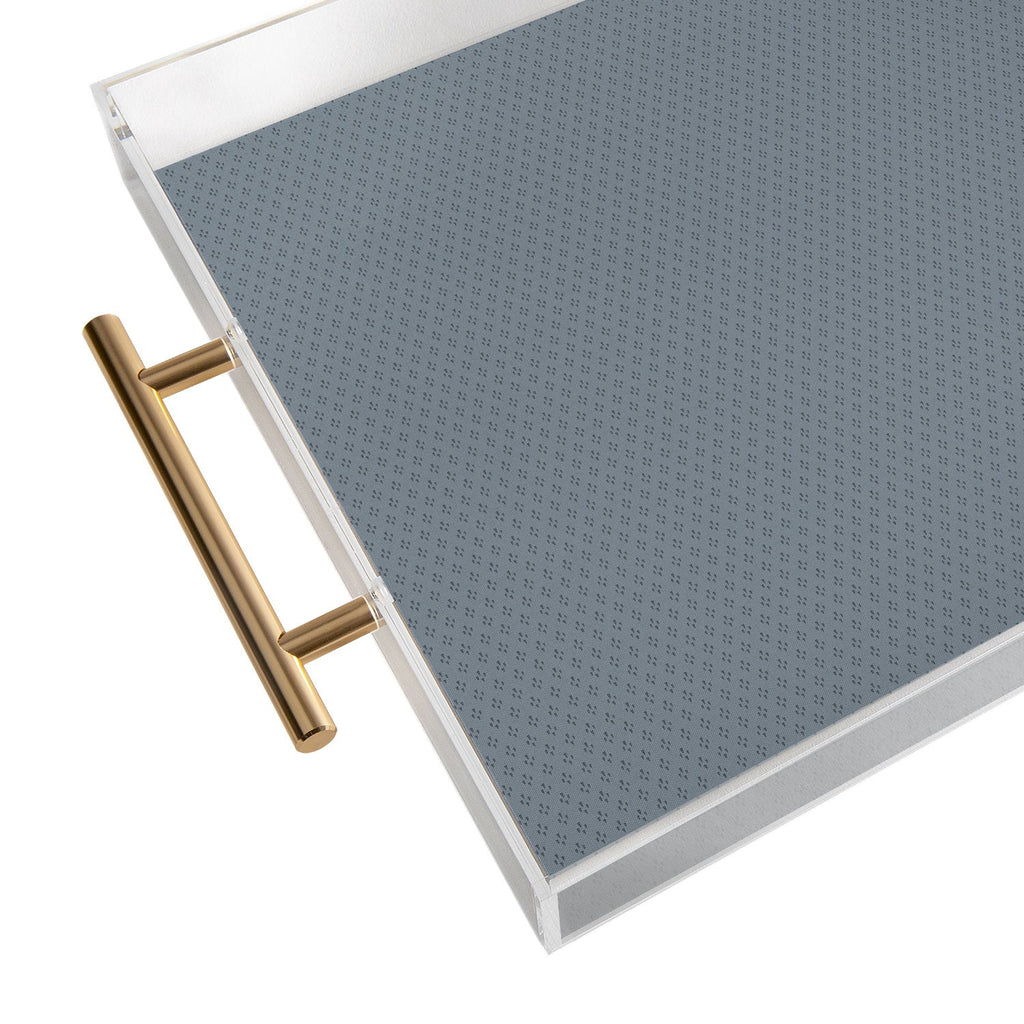 DENY Designs Block Print Dot Blue Acrylic Tray