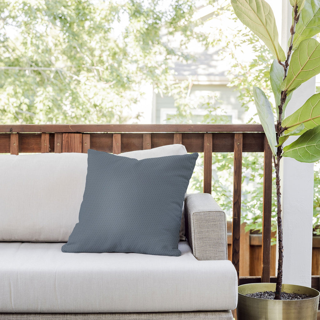 DENY Designs Block Print Dot Blue Outdoor Throw Pillow