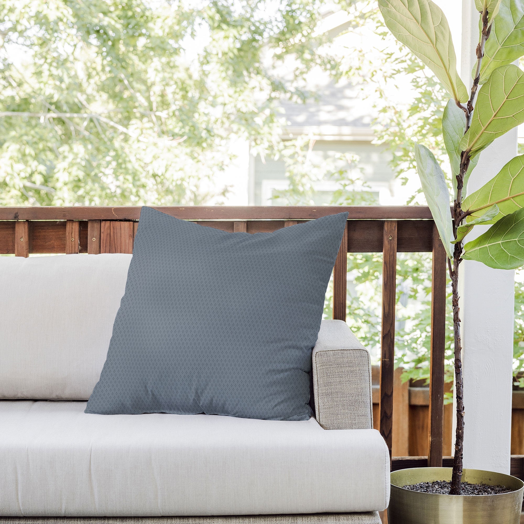 DENY Designs Block Print Dot Blue Outdoor Throw Pillow