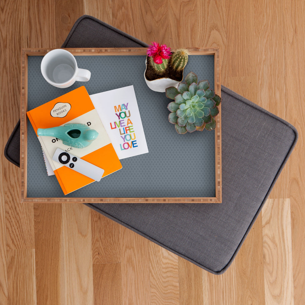 DENY Designs Block Print Dot Blue Rectangular Tray