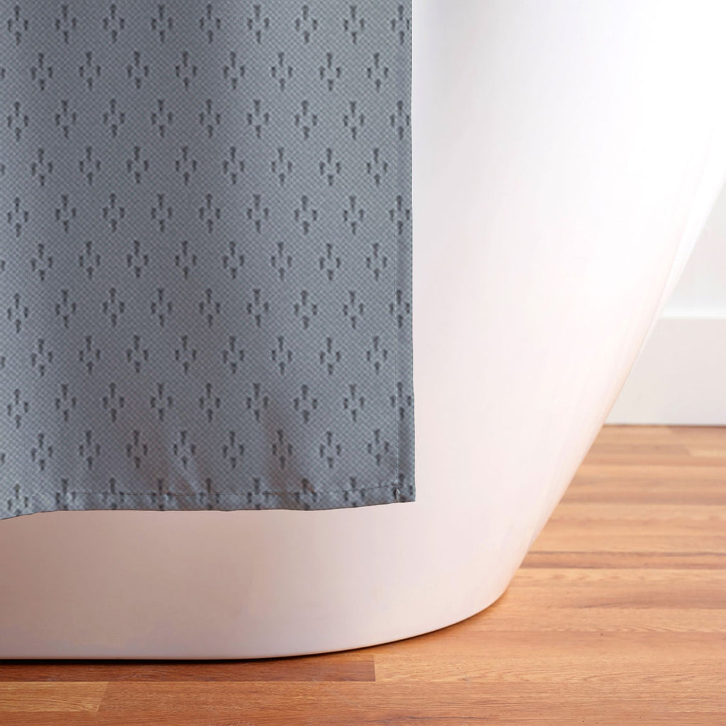 DENY Designs Block Print Dot Blue Shower Curtain