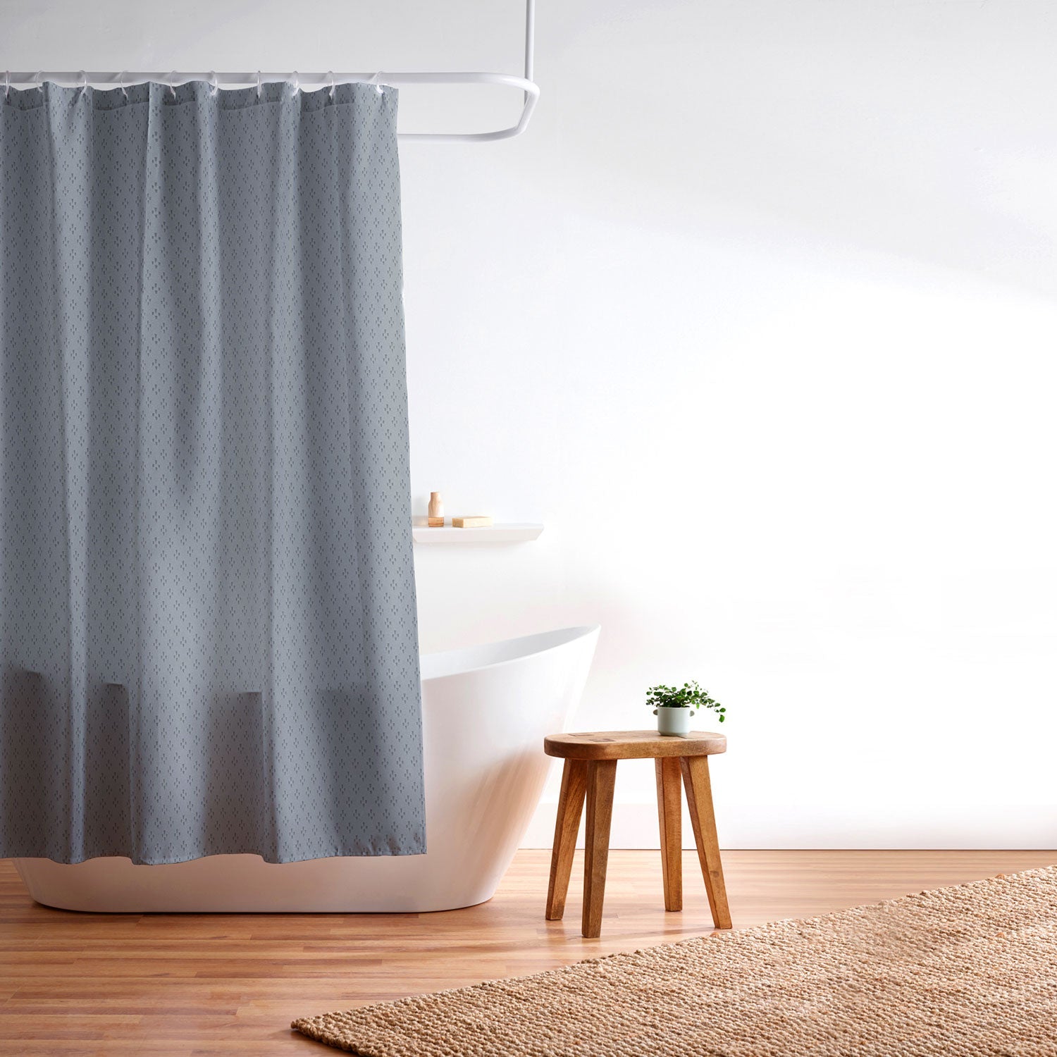 DENY Designs Block Print Dot Blue Shower Curtain