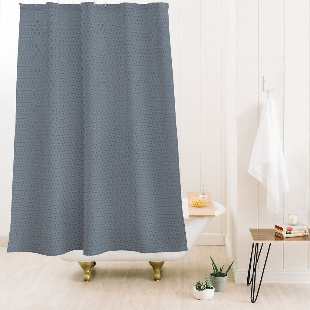 DENY Designs Block Print Dot Blue Shower Curtain