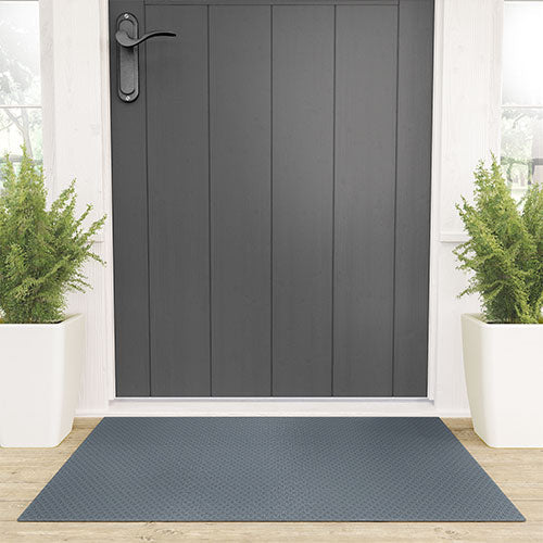 DENY Designs Block Print Dot Blue Welcome Mat