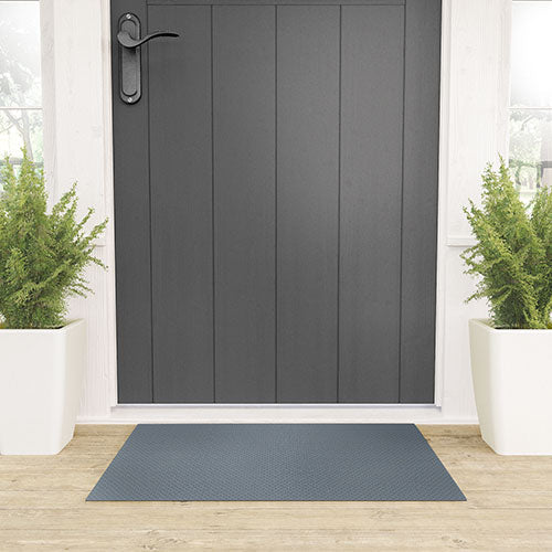 DENY Designs Block Print Dot Blue Welcome Mat