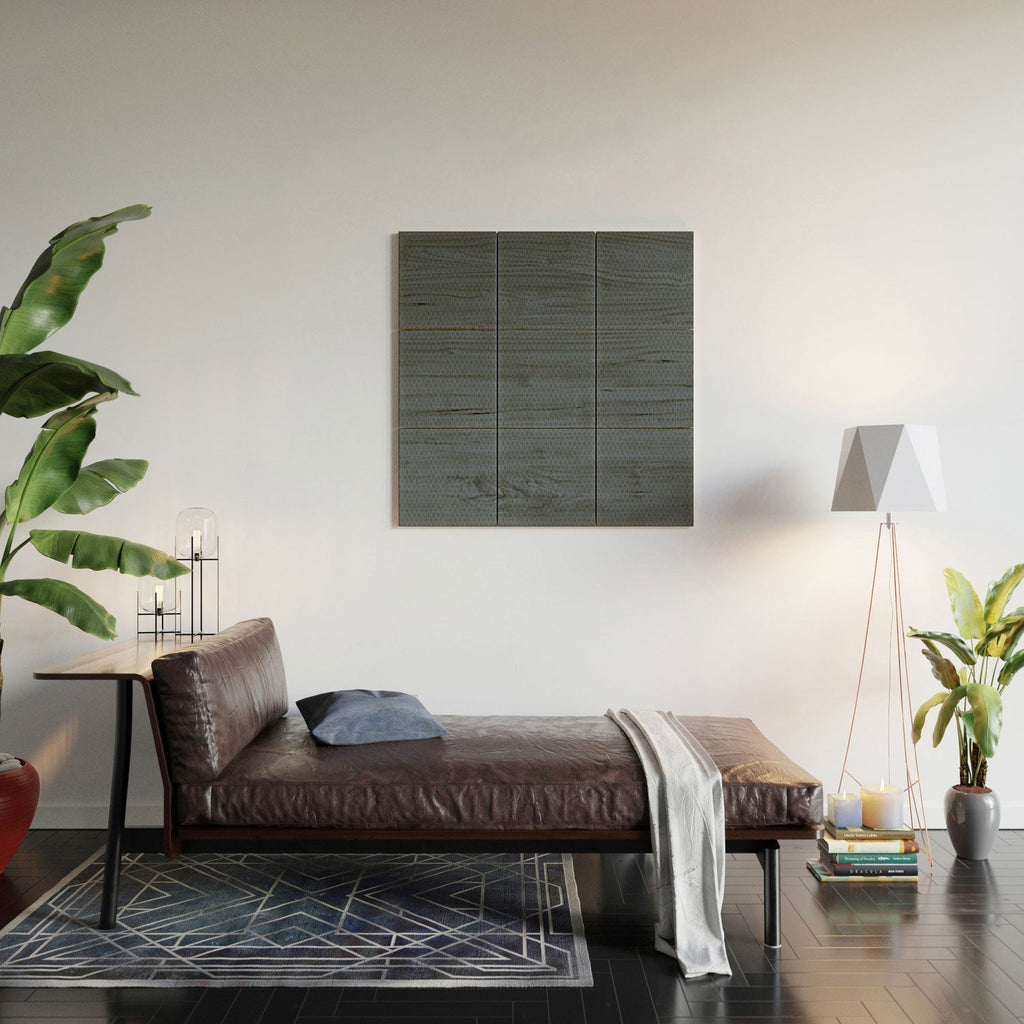DENY Designs Block Print Dot Blue Wood Wall Mural